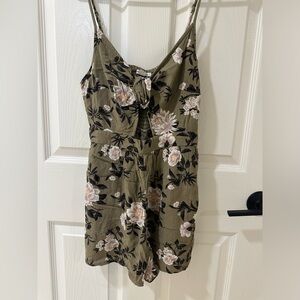 American Eagle Olive Floral Romper